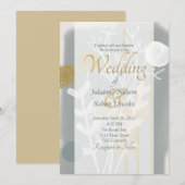 Modern minimalistisch kunstgoud en grijs huwelijk kaart (Voorkant / Achterkant)