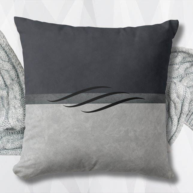 Modern minimalistisch kussen houtskool grijs (Modern Minimalist Pillow Charcoal and Gray)