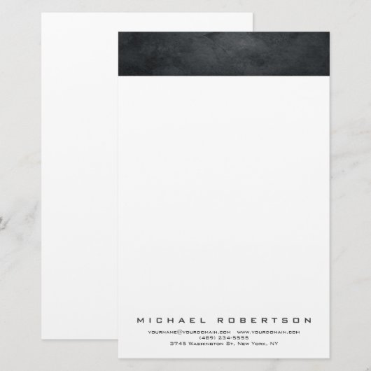 Modern minimalistisch laagje professioneel grijs w briefpapier (Voorkant / Achterkant)