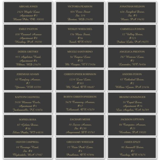 Modern minimalistisch | Label zwart Gastadres (Voorkant)