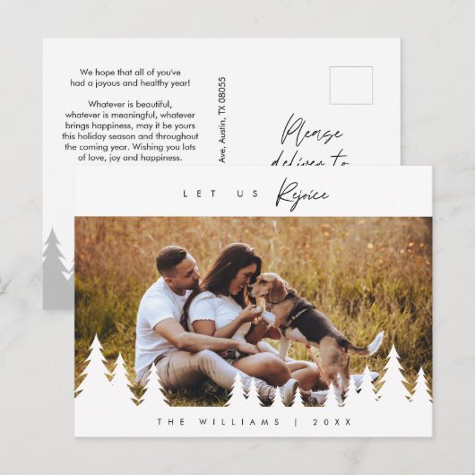 Modern minimalistisch, laten we ons verheugen, fam briefkaart (Voorkant / Achterkant)