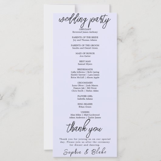 Modern minimalistisch lavendel Paarse bruiloft pro (Achterkant)