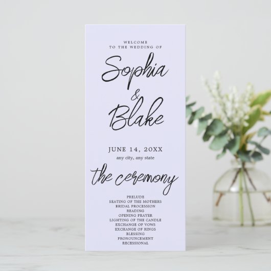 Modern minimalistisch lavendel Paarse bruiloft pro (Staand voorkant)