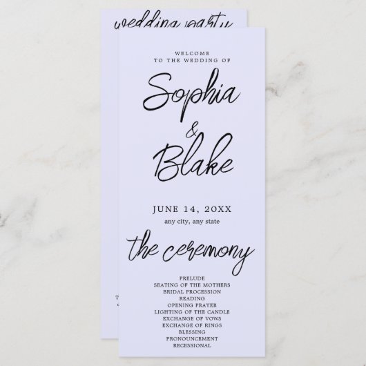 Modern minimalistisch lavendel Paarse bruiloft pro (Voorkant / Achterkant)