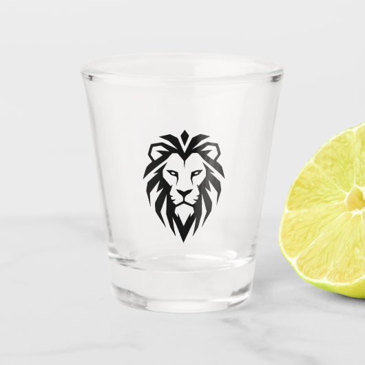 Modern Minimalistisch Leeuwenkop Icoon Shot Glas (Voorkant)
