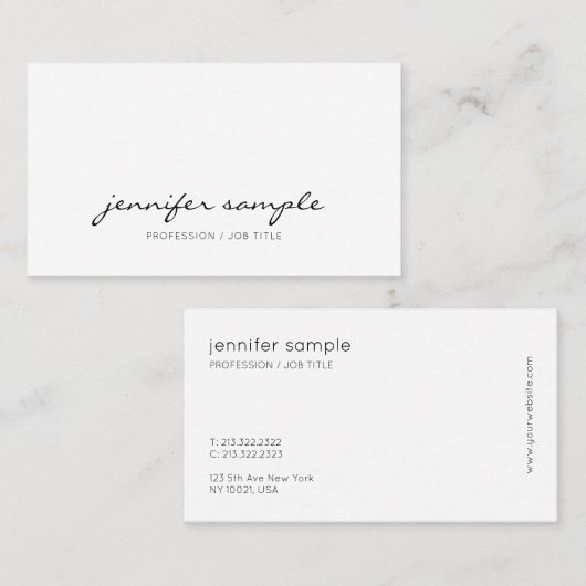 Modern minimalistisch legant eenvoudig cursief scr visitekaartje (Voorkant / Achterkant)
