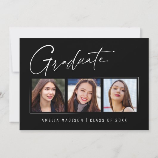 Modern minimalistisch legant inkt script 3 Foto Af Aankondiging (Voorkant)