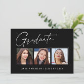 Modern minimalistisch legant inkt script 3 Foto Af Aankondiging (Staand voorkant)