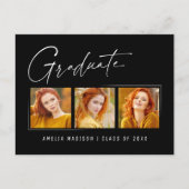 Modern minimalistisch legant inkt script 3 Foto Af Briefkaart (Voorkant)