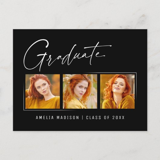 Modern minimalistisch legant inkt script 3 Foto Af Briefkaart (Voorkant)