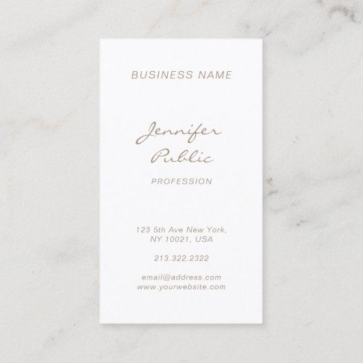 Modern minimalistisch legant kalligrafie script visitekaartje (Achterkant)