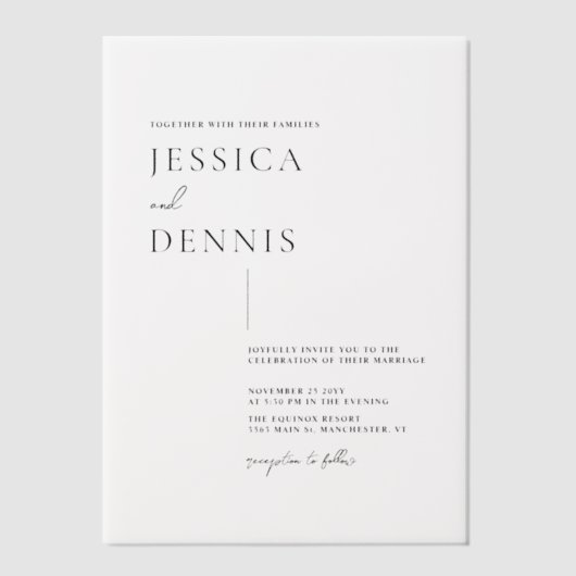 Modern minimalistisch legant script vellum uitnodigingen (Voorkant)