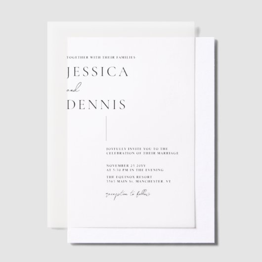 Modern minimalistisch legant script vellum uitnodigingen (Offset)