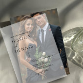 Modern minimalistisch legant script vellum uitnodigingen