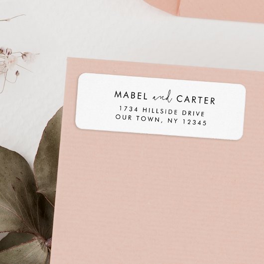 Modern minimalistisch legant Simple Wedding Couple Etiket