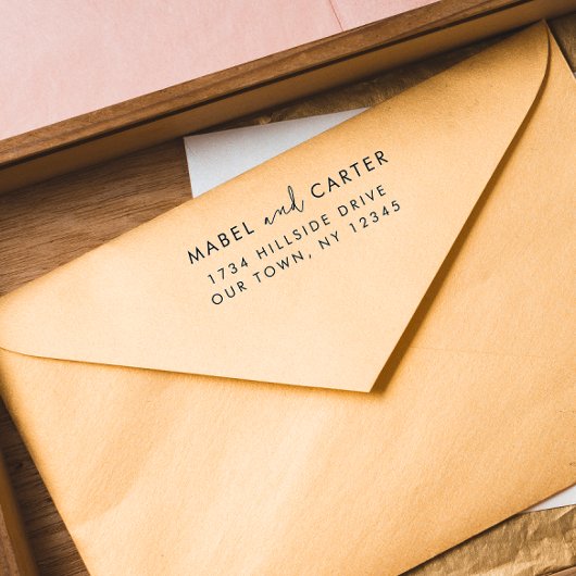 Modern minimalistisch legant Simple Wedding Couple Zelfinktende Stempel