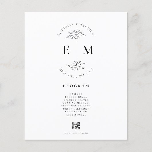 Modern minimalistisch legant Simple Wedding Progra (Voorkant)