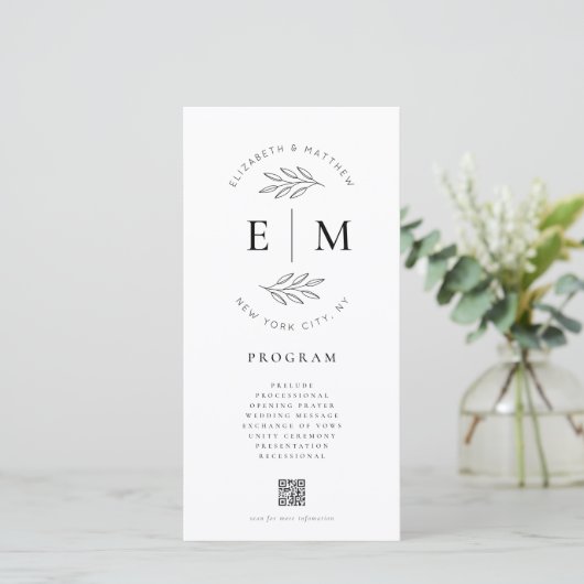 Modern minimalistisch legant Simple Wedding Progra (Staand voorkant)