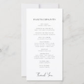 Modern minimalistisch legant Simple Wedding Progra (Achterkant)
