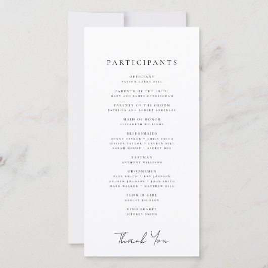 Modern minimalistisch legant Simple Wedding Progra (Achterkant)