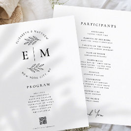 Modern minimalistisch legant Simple Wedding Progra
