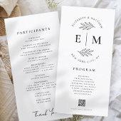 Modern minimalistisch legant Simple Wedding Progra