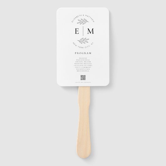 Modern minimalistisch legant Simple Wedding Progra Handwaaier (Voorkant)
