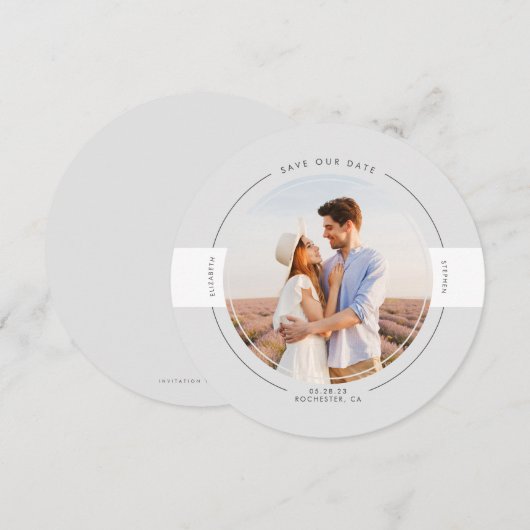 Modern minimalistisch lichtgrijs Save the Date Fot (Voorkant / Achterkant)