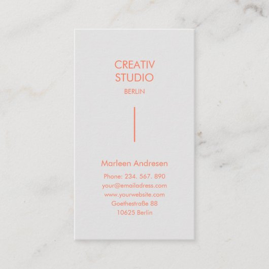 Modern Minimalistisch lichtgrijs Sinaasappel Visitekaartje (Voorkant)