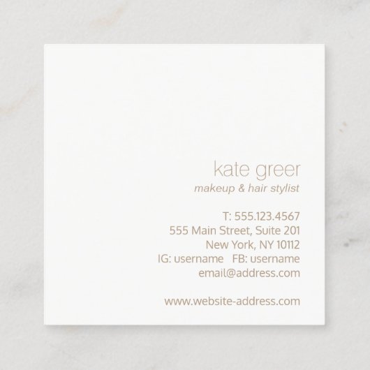 Modern minimalistisch lichtroze schoonheidsplein vierkante visitekaartje (Achterkant)