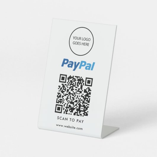Modern Minimalistisch Logo PayPal Scan Om Te Betal Reclamebord Met Voetstuk (Voorkant)