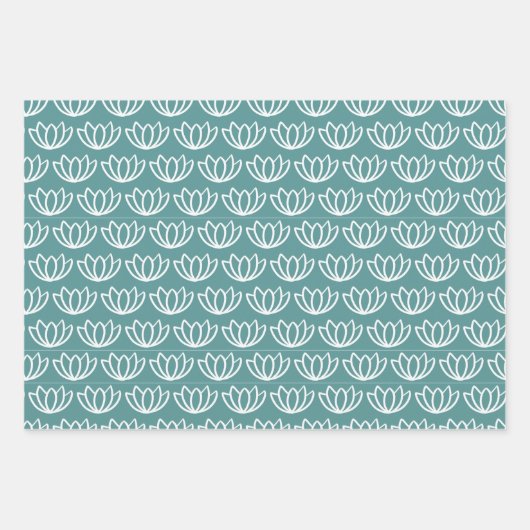 Modern minimalistisch Lotus Flower Pattern Inpakpapier Vel (Voorkant 3)