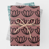 Modern minimalistisch Lotus Flower Pattern Inpakpapier Vel (In situ)