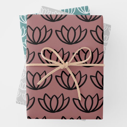 Modern minimalistisch Lotus Flower Pattern Inpakpapier Vel (In situ)