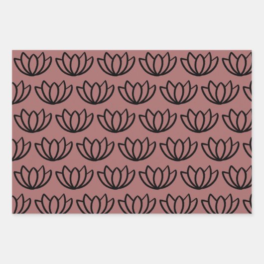Modern minimalistisch Lotus Flower Pattern Inpakpapier Vel (Voorkant)