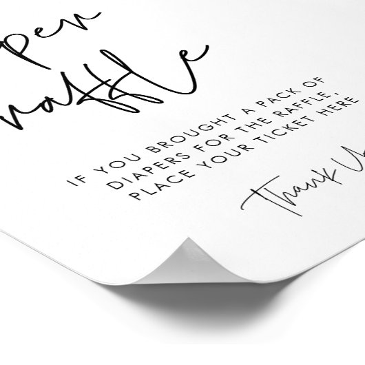 Modern minimalistisch luier Raffle teken Poster (Hoek)