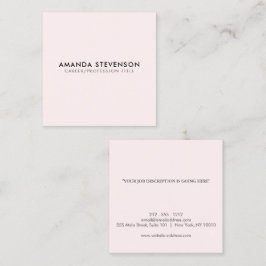 Modern minimalistisch luxelicht roze/zwart vierkante visitekaartje
