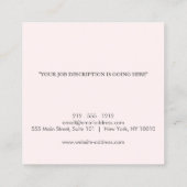 Modern minimalistisch luxelicht roze/zwart vierkante visitekaartje (Achterkant)