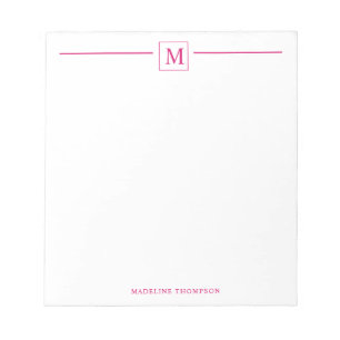 Modern minimalistisch magenta monogram vierkant notitieblok