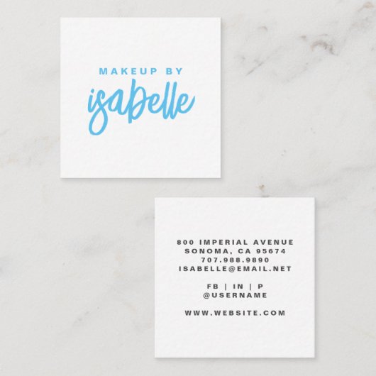 Modern minimalistisch make-up artist script vierkante visitekaartje (Voorkant / Achterkant)