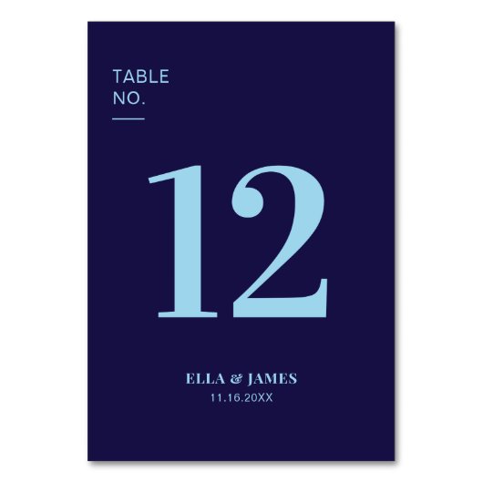 Modern Minimalistisch Marine Blauw Bruiloft Tafeln Kaart (Achterkant)
