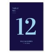 Modern Minimalistisch Marine Blauw Bruiloft Tafeln Kaart (Voorkant)
