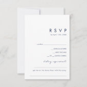 Modern minimalistisch marine blauw dieet / lied ve RSVP kaartje (Voorkant)
