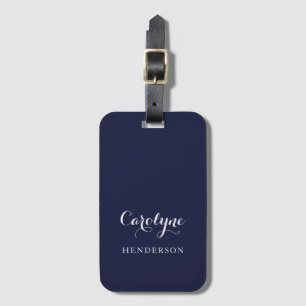 Modern minimalistisch marineblauw bagagelabel