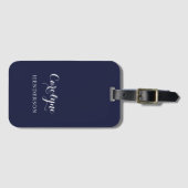Modern minimalistisch marineblauw bagagelabel (Voorkant (horizontaal))