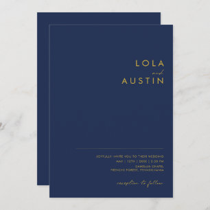 Modern minimalistisch marineblauw   Casual gouden  Kaart