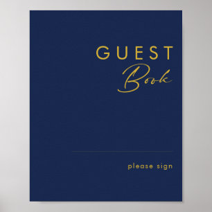 Modern minimalistisch marineblauw Gold Guest Boo Poster