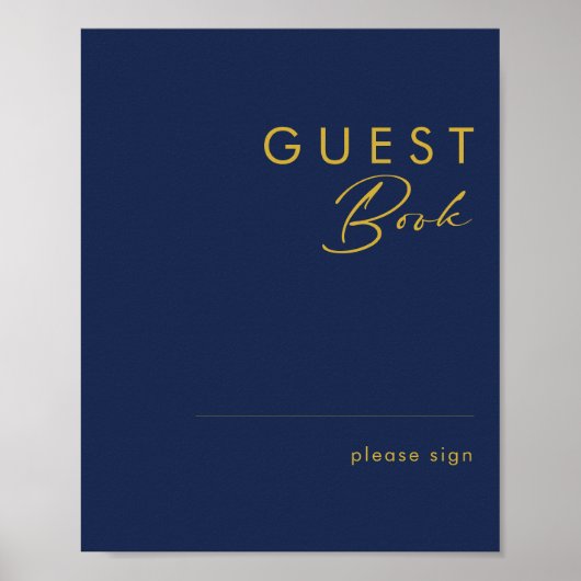 Modern minimalistisch marineblauw | Gold Guest Boo Poster (Voorkant)