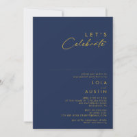 Modern minimalistisch marineblauw | Gold Let's Cel