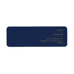 Modern minimalistisch marineblauw   Gold Return-ad Etiket